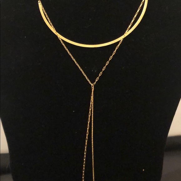 Serefina gold lariat layered necklace - Picture 2 of 5